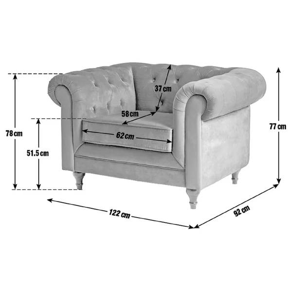 Habitat Chesterfield Velvet Armchair - Blue