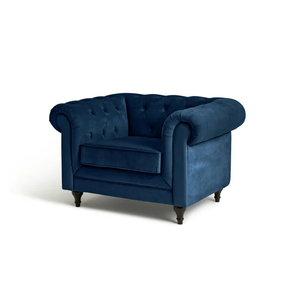 Habitat Chesterfield Velvet Armchair - Blue