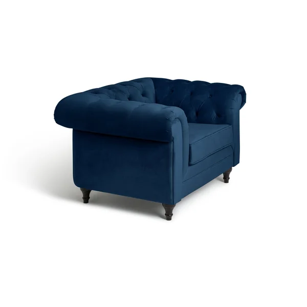 Habitat Chesterfield Velvet Armchair - Blue