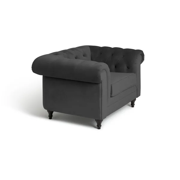 Habitat Chesterfield Velvet Armchair - Charcoal