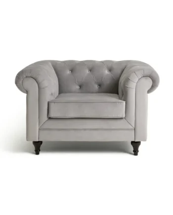 Habitat Chesterfield Velvet Armchair - Light Grey