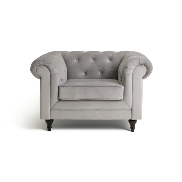 Habitat Chesterfield Velvet Armchair - Light Grey