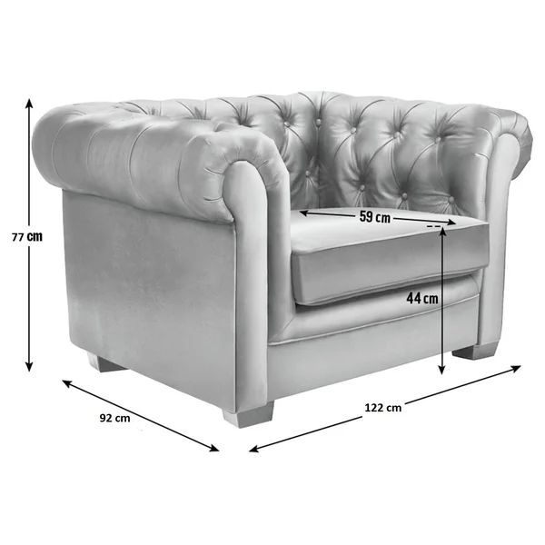 Habitat Chesterfield Velvet Armchair - Light Grey
