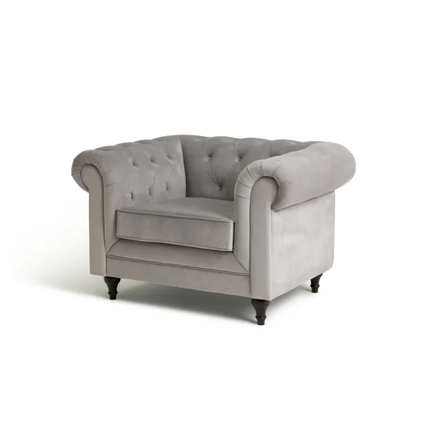 Habitat Chesterfield Velvet Armchair - Light Grey