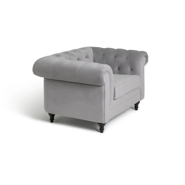 Habitat Chesterfield Velvet Armchair - Light Grey