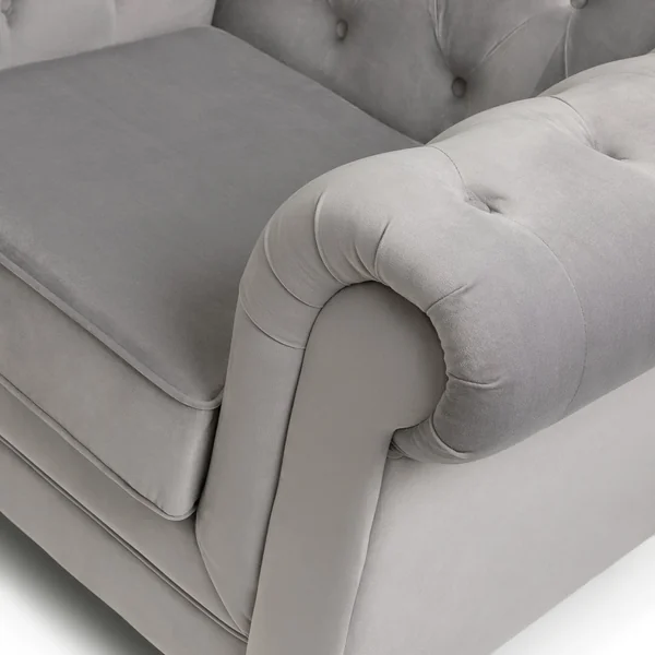 Habitat Chesterfield Velvet Armchair - Light Grey