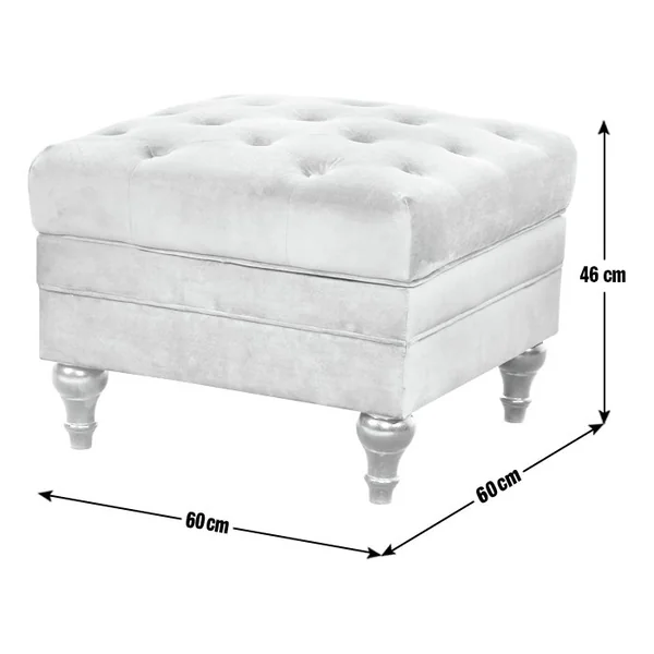 Habitat Chesterfield Velvet Footstool - Charcoal