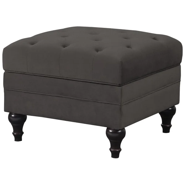Habitat Chesterfield Velvet Footstool - Charcoal