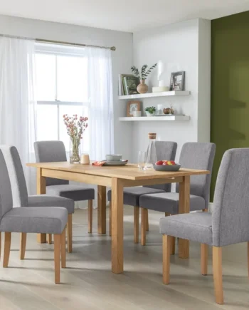 Habitat Clifton Extend Natural Dining Table & 4 Grey Chairs