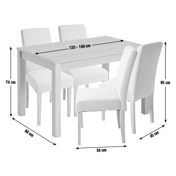 Habitat Clifton Extend Natural Dining Table & 4 Grey Chairs