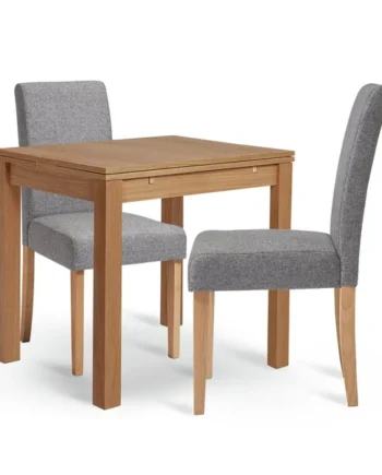 Habitat Clifton Wood Dining Table & 2 Grey Chairs