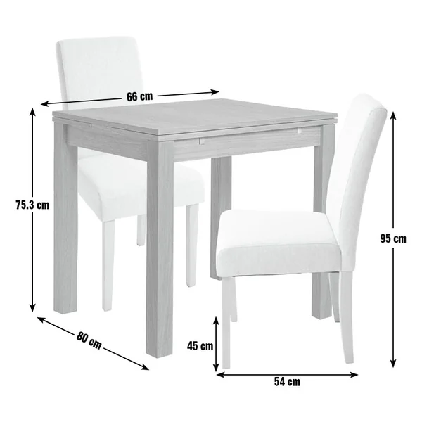 Habitat Clifton Wood Dining Table & 2 Grey Chairs