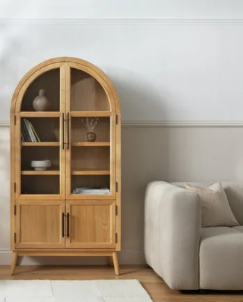 Habitat Collins Arched 4 Door Display Cabinet - Oak