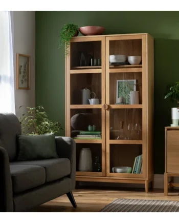 Habitat Cornelia 2 Door Glass Tall Display Cabinet - Natural