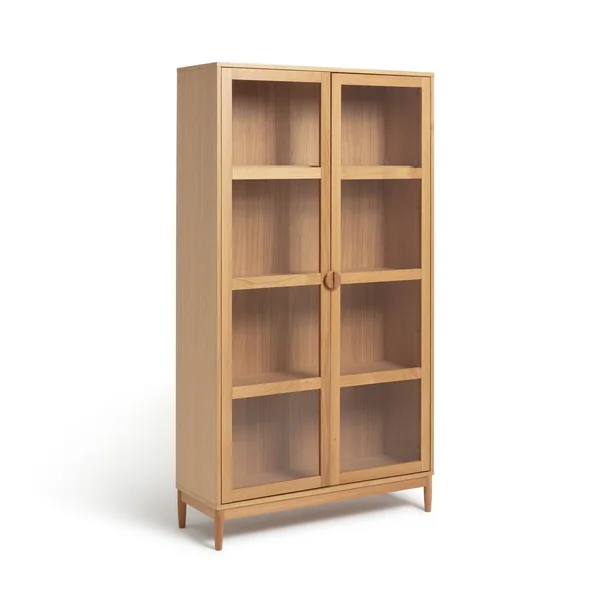Habitat Cornelia 2 Door Glass Tall Display Cabinet - Natural
