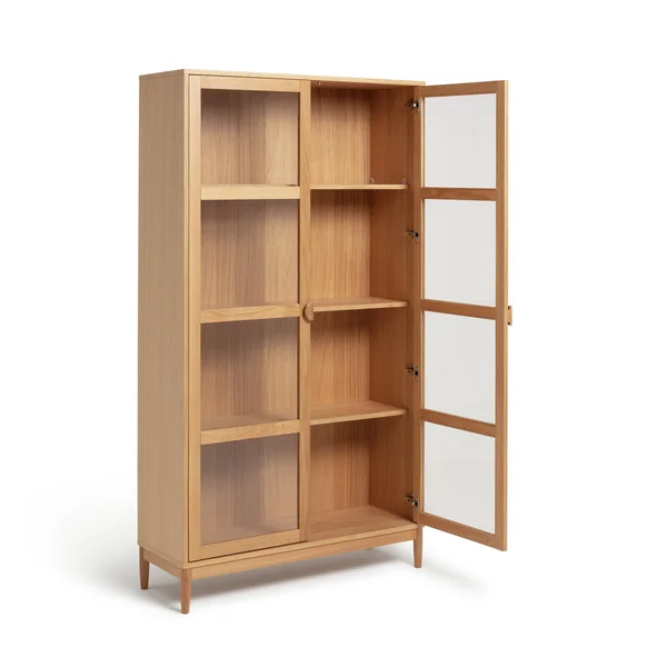 Habitat Cornelia 2 Door Glass Tall Display Cabinet - Natural
