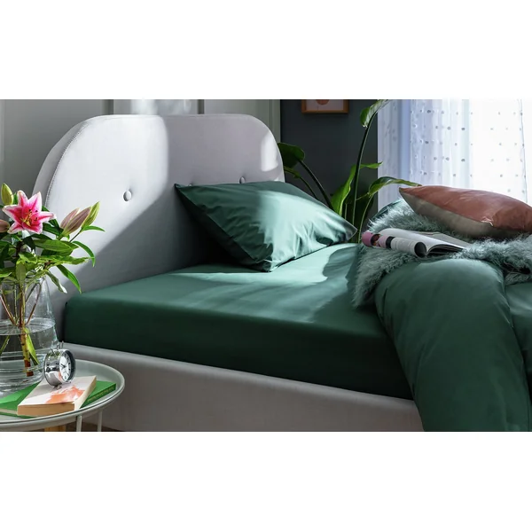 Habitat Cotton Rich 180 TC Leaf Green Fitted Sheet - Single