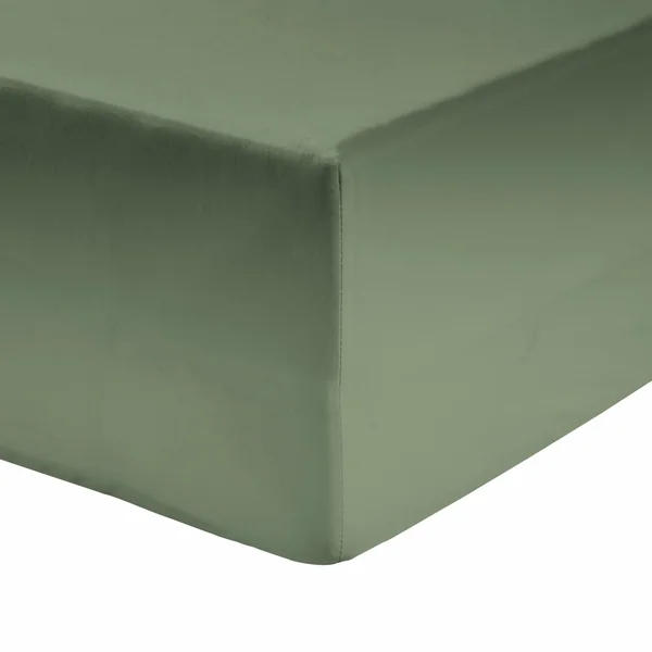 Habitat Cotton Rich 180 TC Plain Green Fitted Sheet - Single