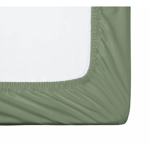 Habitat Cotton Rich 180 TC Plain Green Fitted Sheet - Single