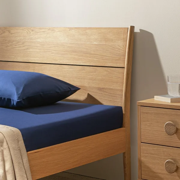 Habitat Cotton Rich 180 TC Plain Navy Fitted Sheet - Single