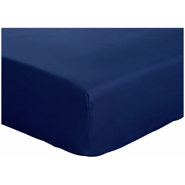 Habitat Cotton Rich 180 TC Plain Navy Fitted Sheet - Single