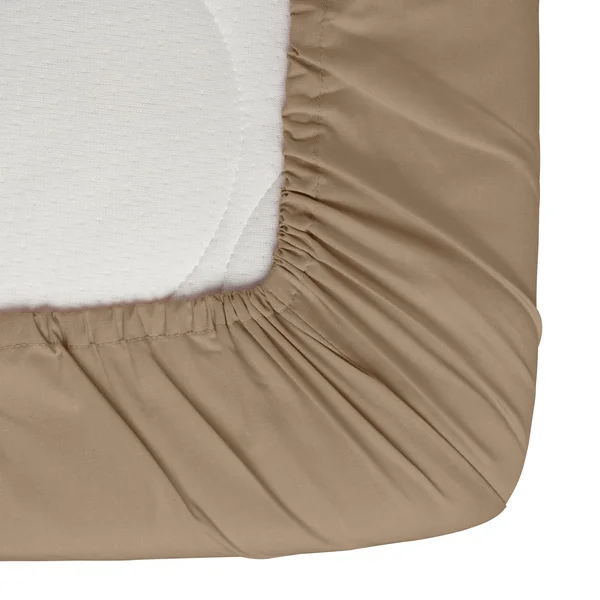 Habitat Cotton Rich 180 TC Taupe Fitted Sheet - Single