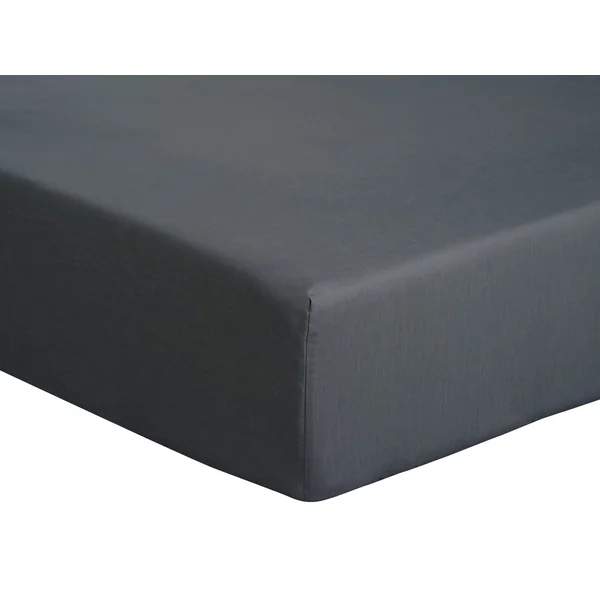 Habitat Cotton Rich 180TC Plain Charcoal Fitted Sheet-Single