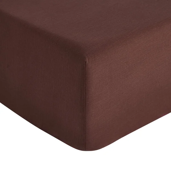 Habitat Cotton Rich Plain Chocolate Fitted Sheet - Single