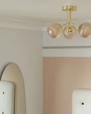 Habitat Edie Glass 3 Light Flush Ceiling Light - Champagne