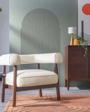 Habitat Elio Fabric Curved Armchair - Natural