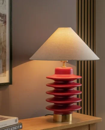 Habitat Emir Totum Mango Wood Base Only Table Lamp - Red
