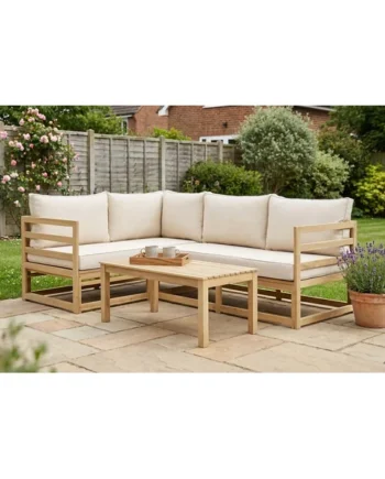 Habitat Evissa 5 Seater Wooden Garden Corner Sofa Set