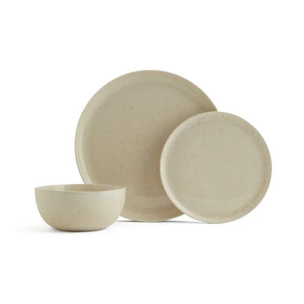 Habitat Evora 12 Piece Stoneware Dinner Set - Natural