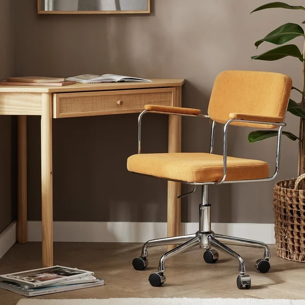 Habitat Ezra Fabric Office Chair - Mustard