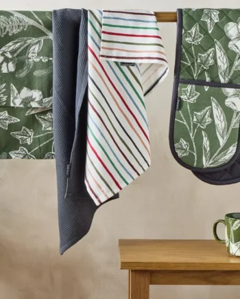 Habitat Floral and Stripe Textile Set - Green