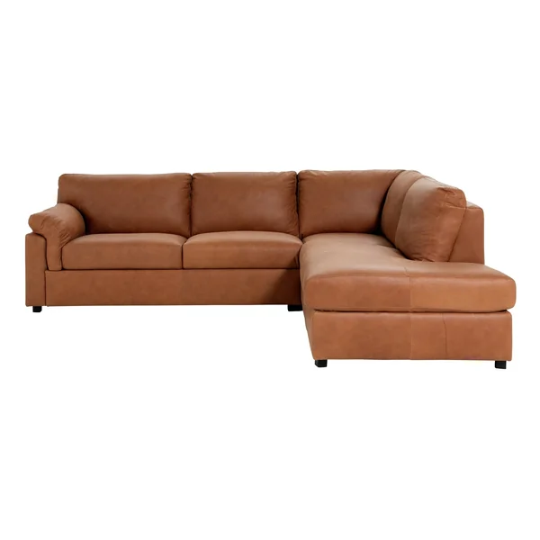 Habitat Florence Leather Right Hand Corner Chaise Sofa - Tan