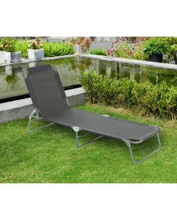 Habitat Folding Metal Sun Lounger - Charcoal