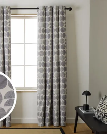 Habitat Geometric Blackout Eyelet Curtains - Grey -117x137cm