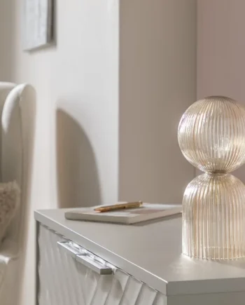 Habitat Globe Ribbed Glass Table Lamp - Champagne