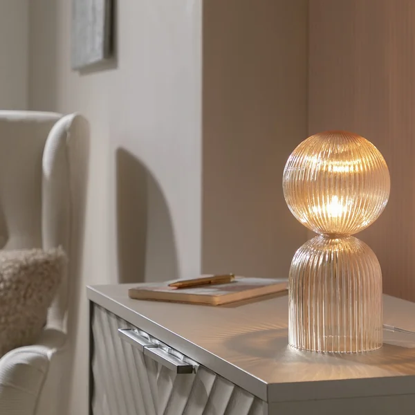 Habitat Globe Ribbed Glass Table Lamp - Champagne