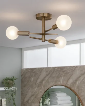 Habitat Globe Ribbed Metal Bathroom Ceiling Light - Brass