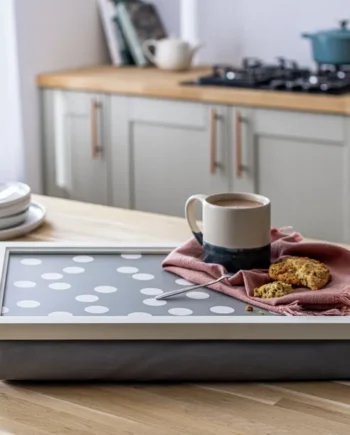 Habitat Grey Spot Lap Tray With Fabric Cushion