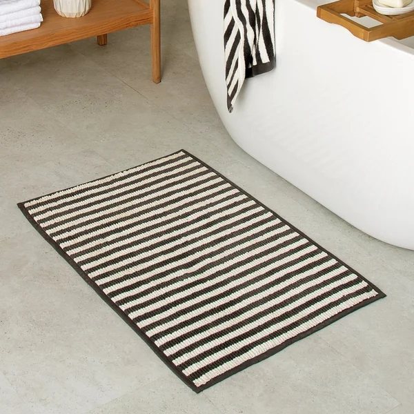 Habitat Grey Stripe Bath Mat