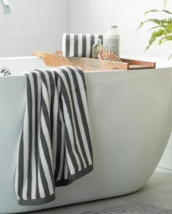 Habitat Grey Stripe Bath Towel