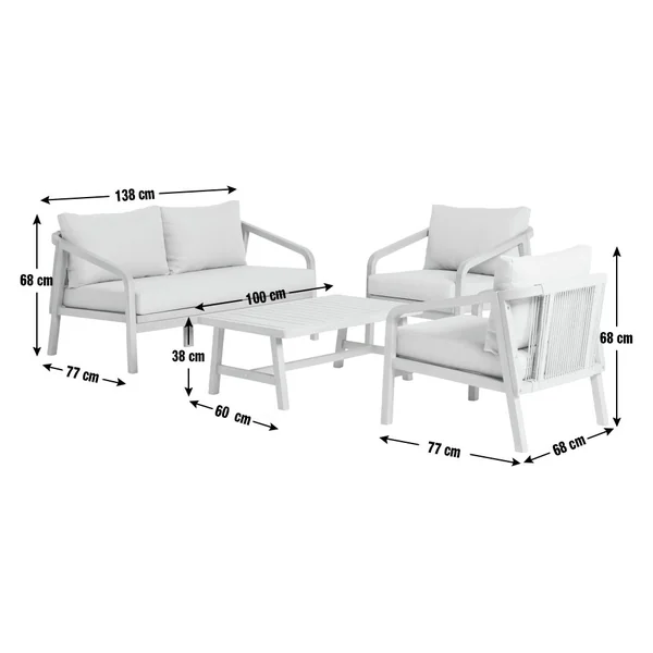 Habitat Hania 4 Seater Wooden Garden Sofa Set - Natural