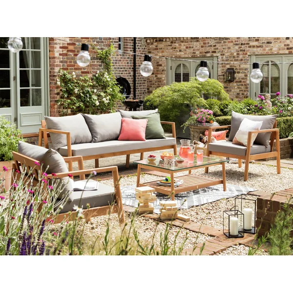 Habitat Hanson 5 Seater Wooden Garden Sofa Set - Grey