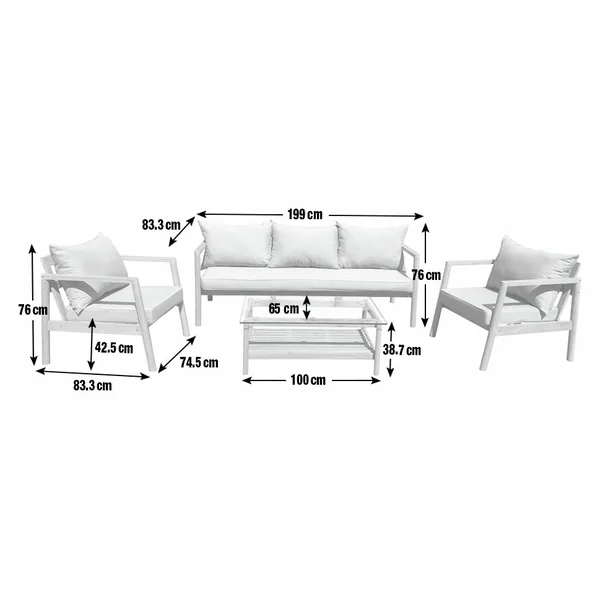 Habitat Hanson 5 Seater Wooden Garden Sofa Set - Grey