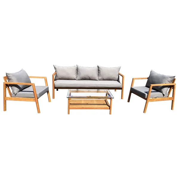 Habitat Hanson 5 Seater Wooden Garden Sofa Set - Grey
