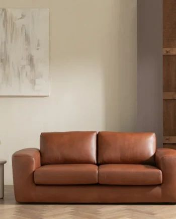 Habitat Harvey Leather 3 Seater Sofa - Brown