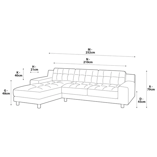 Habitat Hendricks Left Hand Corner Sofa - Ink Blue-Black Leg
